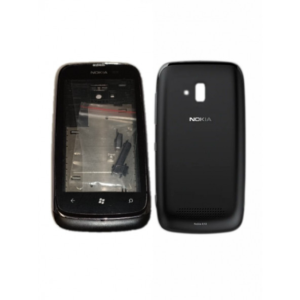Nokia 610 Full Kasa Kapak Tuş Takımı N610 Uyumlu Siyah Renk Orta Kasa Ön Kapak Arka Kapak ürün görseli 1