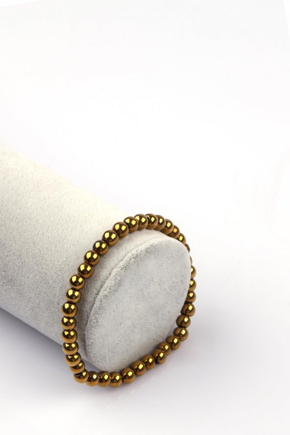 Gold Renkli Hematit Doğal Taş Bileklik 6mm Küre Kesim ürün görseli 1