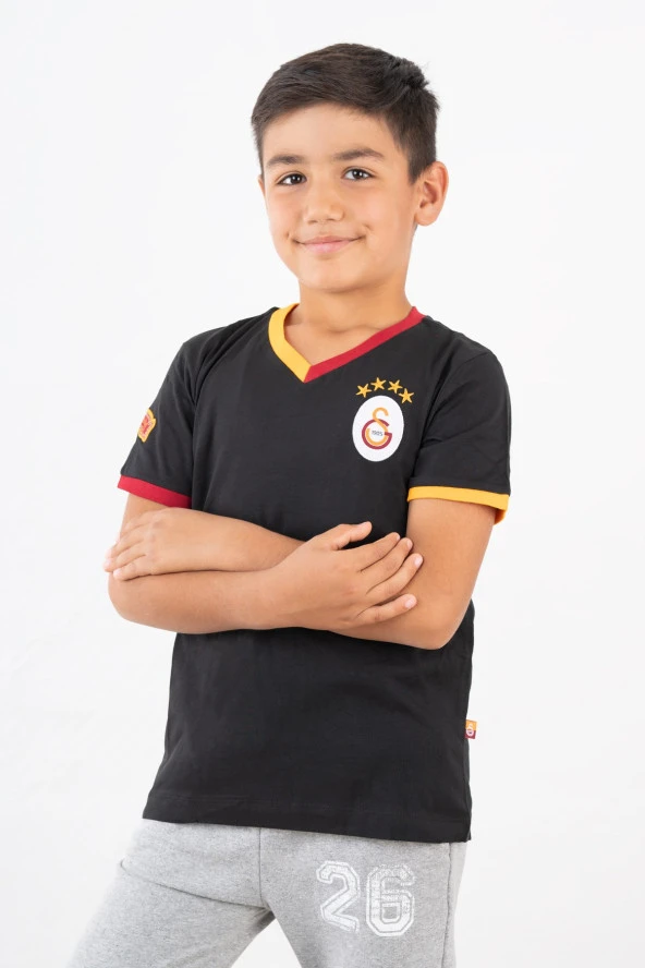 Galatasaray Çocuk Lisanslı Armalı Siyah Tshirt C12005 ürün görseli 1