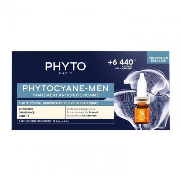 Phyto Phytocyane-Men Erkekler İçin Saç Dökülme Karşıtı Bakım 12 Ampül x 3,5 ml ürün görseli 1