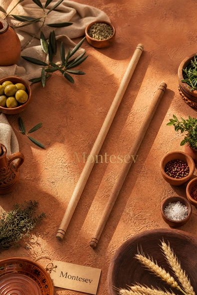 Ahşap Oklava Hamur Açma Oklavası Hamur Şekillendirici 2 li Set ( 50 lik ve 70 lik) ürün görseli 1