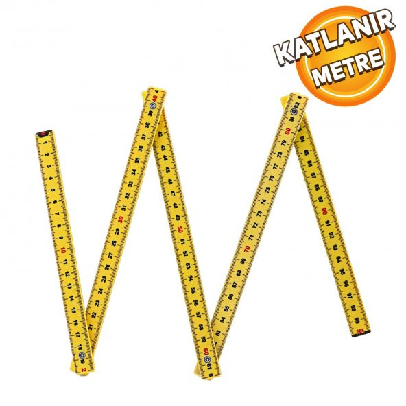 Kırma Plastik Katlanır Okul Ofis Pratik Basit Metre Sarı (1 METRE) ürün görseli 1