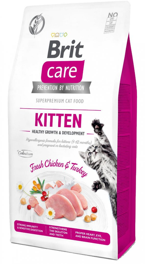 Brit Care Hipoalerjenik Tahılsız Tavuklu ve Hindili Yavru Kedi Maması 7 Kg ürün görseli 1