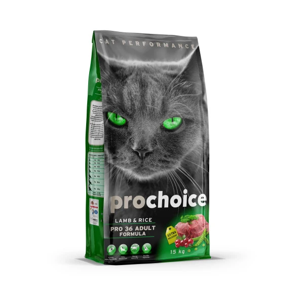 Pro Choice Pro 36 Kuzu Etli ve Pirinçli 15 kg Yetişkin Kedi Maması ürün görseli 1