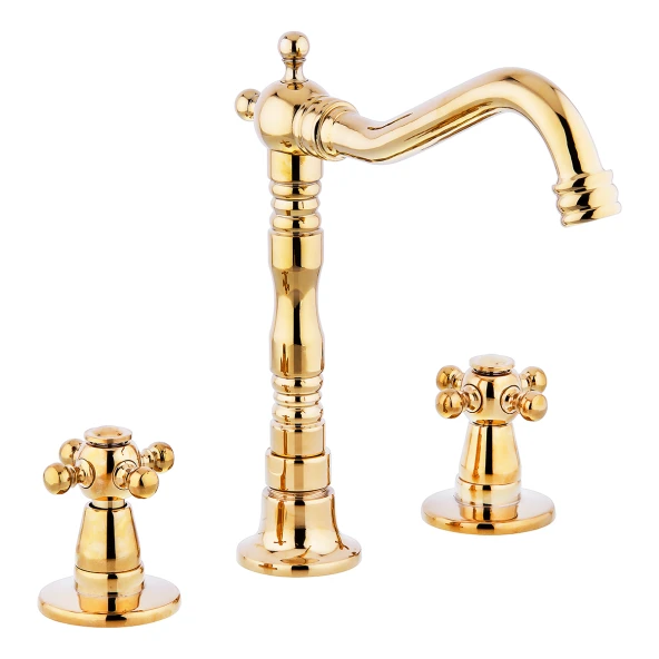 FKN LPD Koç 3 Delikli Altın Lavabo Bataryası ürün görseli 1