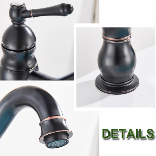 FKN Royal Kısa Siyah Lavabo Bataryası - Resim 5