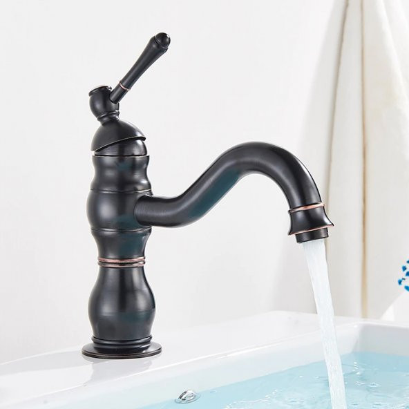 FKN Royal Kısa Siyah Lavabo Bataryası - Resim 8