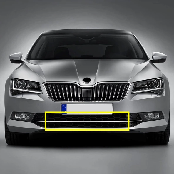 Skoda Superb 3 2015-2019 Ön Tampon Orta Izgara Krom Çıtalı 3V0853677 ürün görseli 1