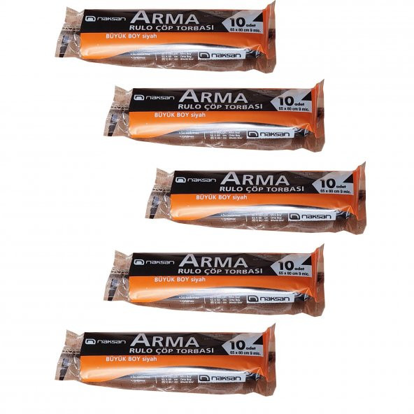 Arma Standart Büyük Boy 50 Litre Çöp Torbası Poşeti / 65 x 80 Cm - Siyah - 10 Adetlik 5 Rulo ürün görseli 1