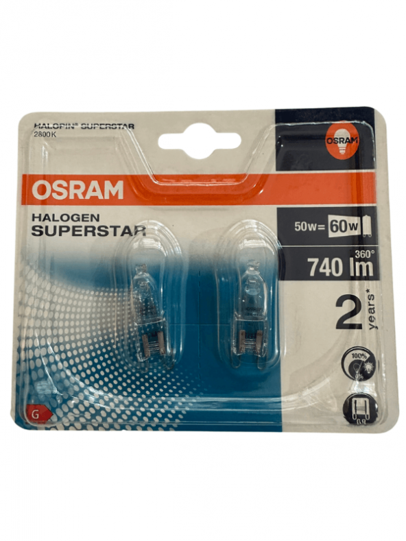 Osram Halojen Superstar 50W (60W) G9 Duy Sarı Işık, 2li Paket ürün görseli 1