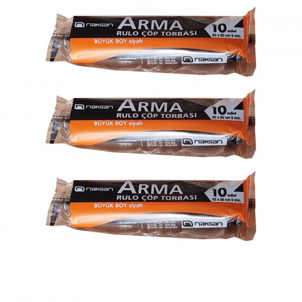 Arma Standart Büyük Boy 50 Litre Çöp Torbası Poşeti / 65 x 80 Cm - Siyah - 10 Adetlik 3 Rulo ürün görseli 1