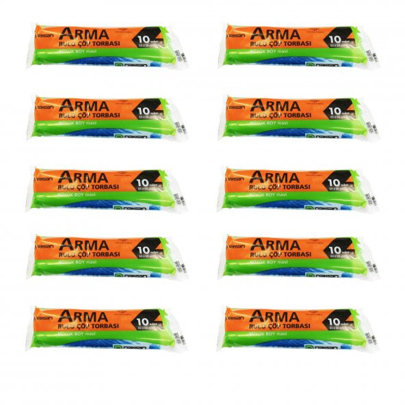 Arma Standart Büyük Boy 50 Litre Çöp Torbası Poşeti / 65 x 80 Cm - Mavi - 10 Adetlik 10 Rulo ürün görseli 1