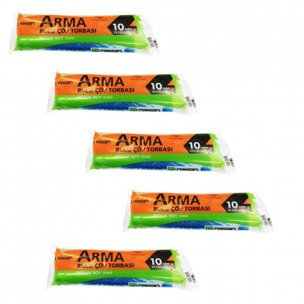 Arma Standart Büyük Boy 50 Litre Çöp Torbası Poşeti / 65 x 80 Cm - Mavi - 10 Adetlik 5 Rulo ürün görseli 1