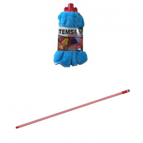 Yedek Islak Temizlik Kovası Mop Takımı Seti - Temsan Havlu Mop + Metal Çizgili Vidalı Sap - 1 Adet ürün görseli 1