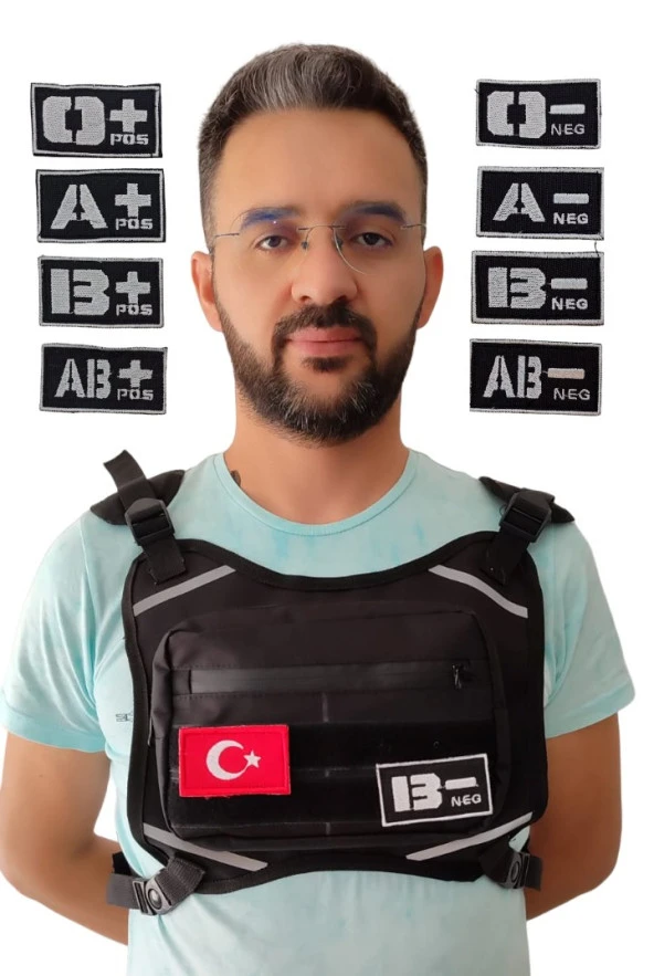 Motorcu Göğüs Çantası Reflektörlü Su Geçirmez Kan Grubu ürün görseli 1