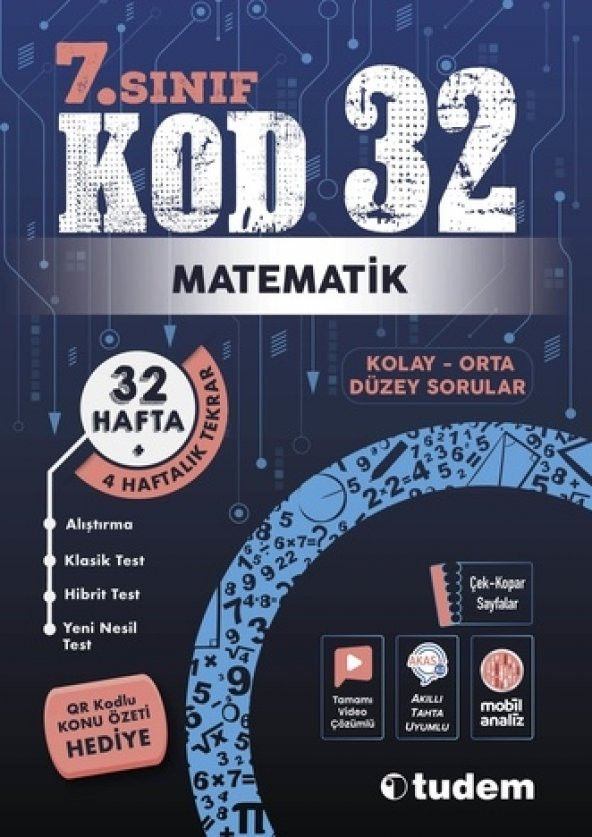 Tudem 7. Sınıf Matematik Kod 32 Haftalık Deneme 2023 ürün görseli 1