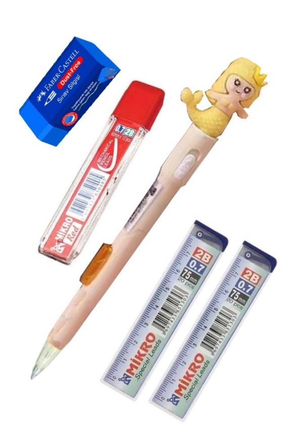 Işıklı Deniz Kızı Uçlu Kalem Seti Sarı 0.7 mm 1 Paket Denizkızı Başlıklı Versatil Kalem Süslü Silikonlu Hediyelik Kalem ürün görseli 1
