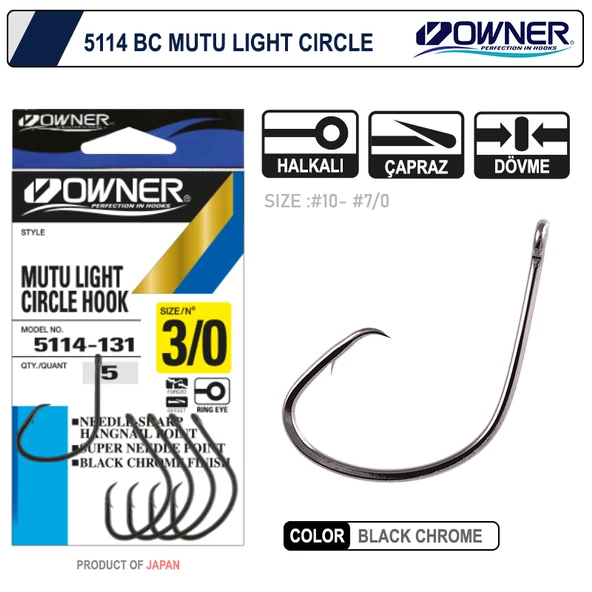 Owner 5114 Mutu Light Olta İğnesi Black Chrome - Resim 2