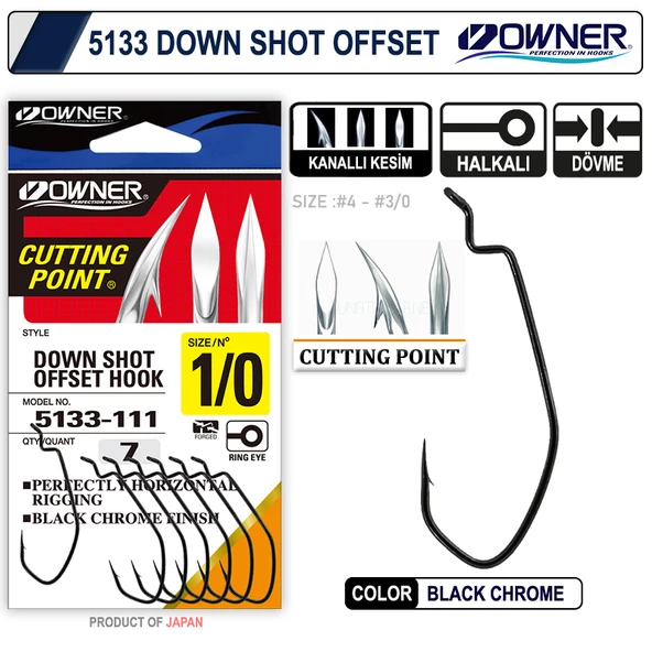 Owner 5133 Down Shot Offset Olta İğnesi Black Chrome - Resim 2