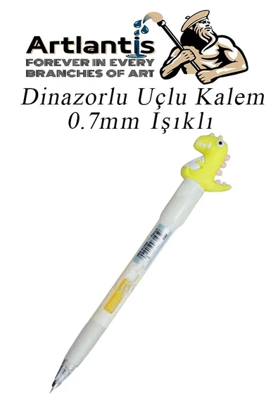 Işıklı Dinazor Uçlu Kalem 0.7 1 Adet Dinazor Başlıklı Versatil Kalem Süslü Silikonlu Hediyelik Kalem ürün görseli 1