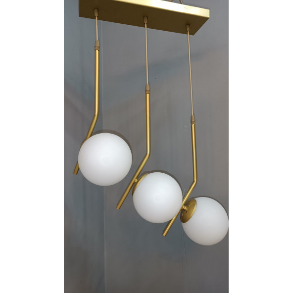 GOLD BEYAZ CAMLI SARKIT AVİZE 3'LÜ - Resim 4