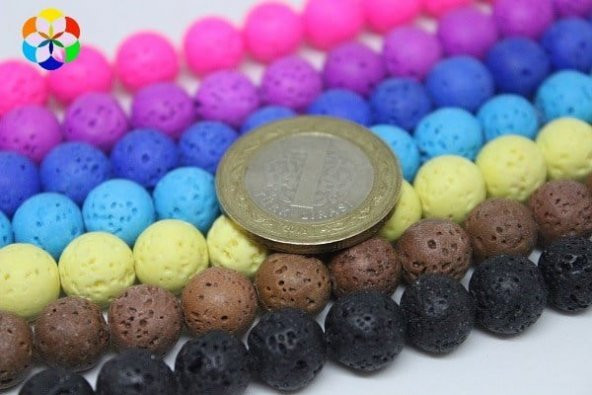 Lav Taşı Siyah Renkli YARIM Dizi 10mm (18cm uzunluğundadır) ürün görseli 1