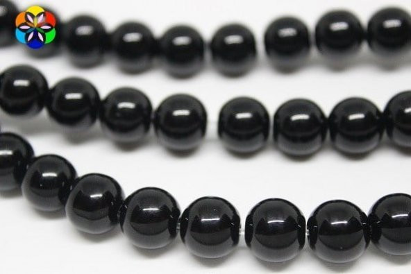 Onix (Oniks) Taşı Parlak YARIM Dizi 10mm (18cm uzunluğundadır) ürün görseli 1