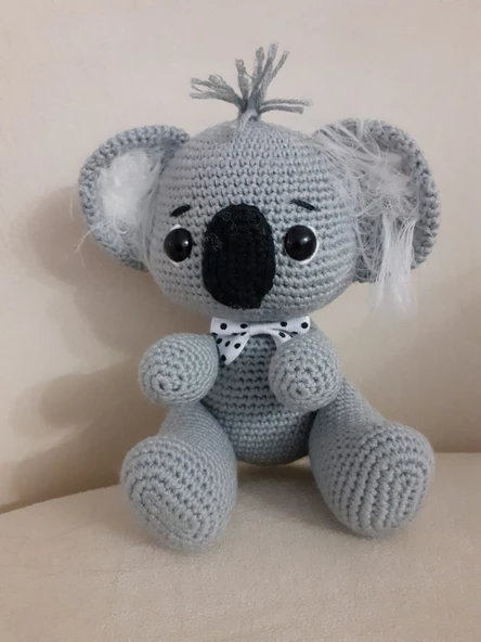Papyonlu Koala Amigurumi Organik Oyuncak ürün görseli 1