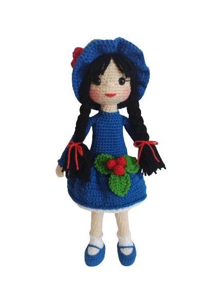 Koyu Mavi Kokina Çiçeği Bebek Amigurumi Organik Oyuncak ürün görseli 1