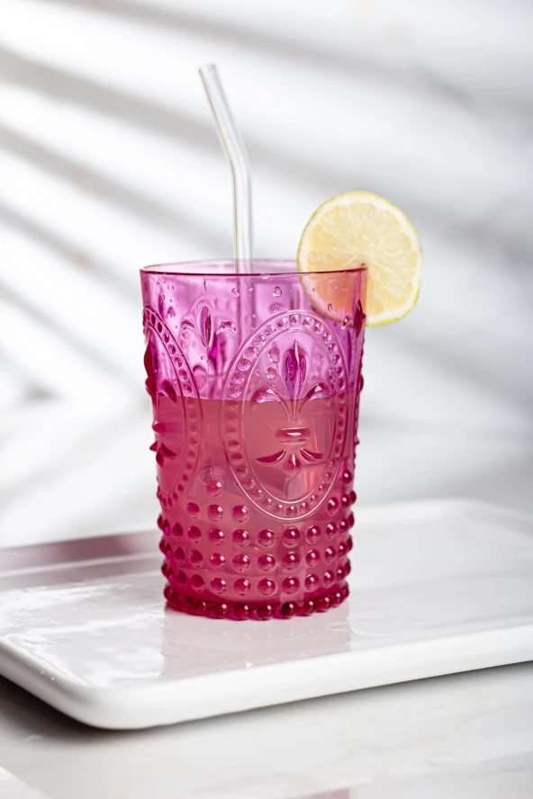 Akrilik Pembe Tekli Kısa Bardak & Su Meşrubat Kahve Yanı Bardağı 400 ml ( Cam Değildir ) ürün görseli 1
