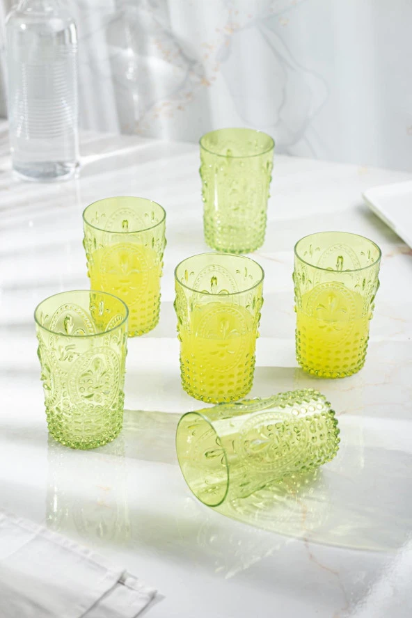 Akrilik Yeşil 6'lı Kısa Bardak & Su Meşrubat Kahve Yanı Bardağı 400 ml ( Cam Değildir ) ürün görseli 1