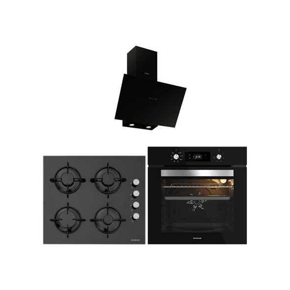Silverline Siyah Cam Ankastre Set 3481 Flam Davlumbaz - CS5349B01 Ocak - BO65E4B01 Fırın ürün görseli 1