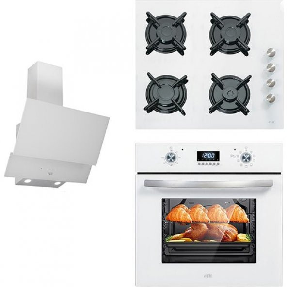 Çetintaş Airfrey Ankastre Set-Beyaz(Fırın-5234 &Cat848 Ocak &P3 55231 Davlumbaz) ürün görseli 1