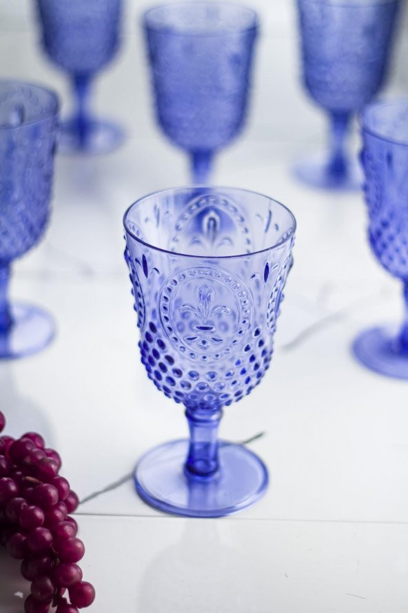 Akrilik Mavi Tekli Kadeh & Su Meşrubat Kahve Yanı Bardağı 450 ml ( Cam Değildir ) ürün görseli 1