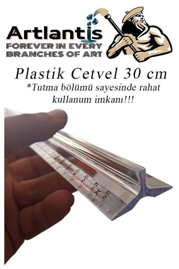 Cetvel 30 cm Plastik Şeffaf 1 Adet Tribli Desimetre Okul Sınıf Öğrenci Tutumu Kolay Cetvel 30 cm ürün görseli 1