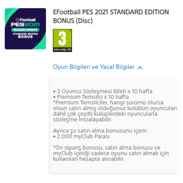 eFootball PES 2021 Season Update Standard Edition Bonus Key ürün görseli 1