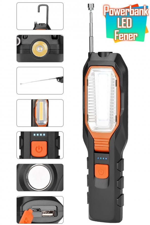El Feneri 4 Modlu 90° Akrobat LED Çalışma Işığı İş Lambası Darbeye Dayanıklı Mıknatıslı Fener 8W ürün görseli 1
