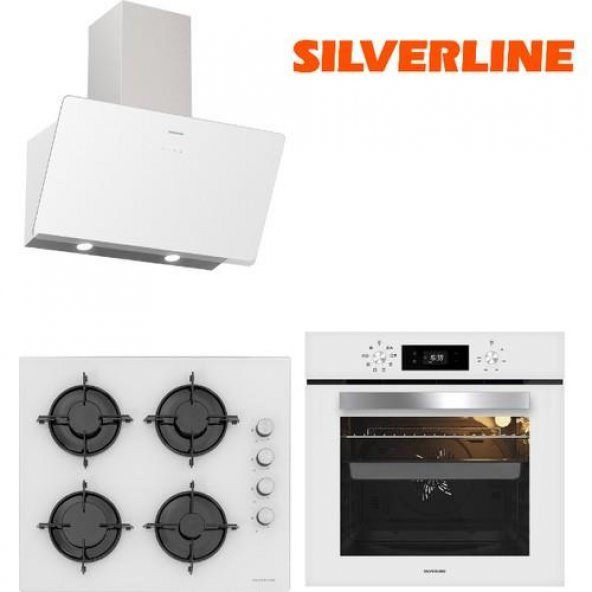 Silverline Beyaz Cam Ankastre Set 3457 - CS5349W01 - BO65E4W01 ürün görseli 1