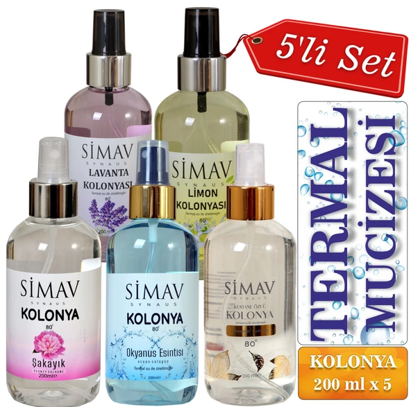 SİMAV Termal Sulu Kolonya Seti 5li - 200 ml Spreyli ürün görseli 1