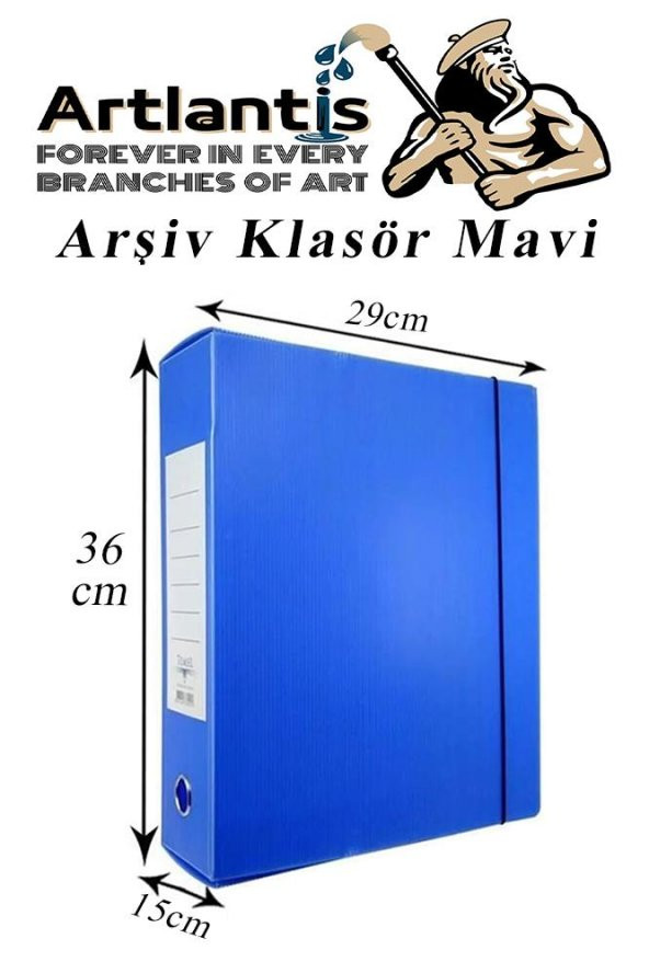 Mavi Arşiv Ve Proje Kutusu 29x36x15cm 1 Adet Arşiv Klasörü Lastikli Plastik Arşiv Klasörü Büro Okul Sınıf ürün görseli 1