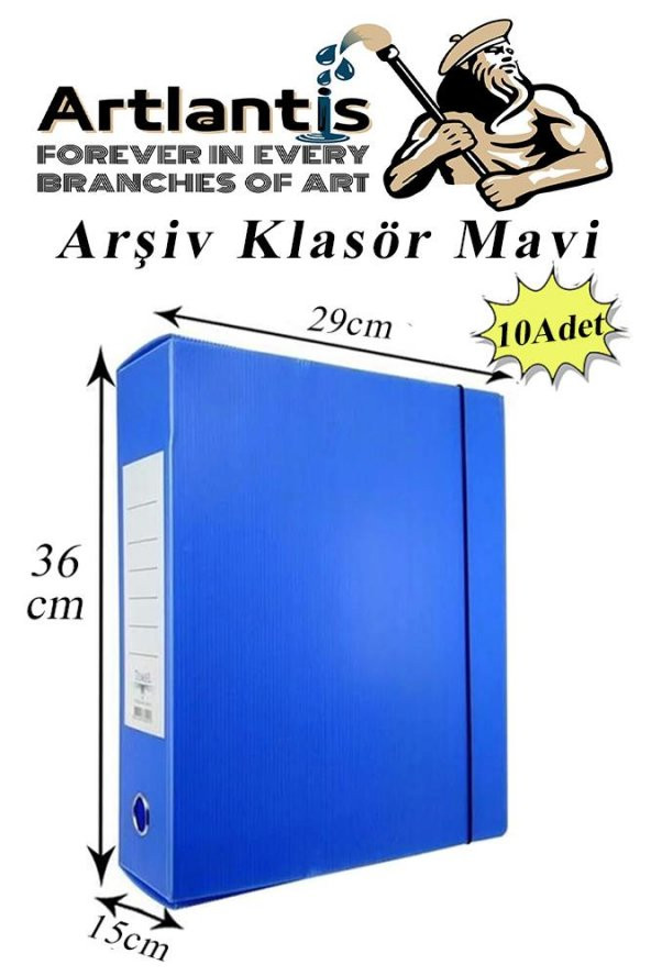 Mavi Arşiv Ve Proje Kutusu 29x36x15cm 10 Adet Arşiv Klasörü Lastikli Plastik Arşiv Klasörü Büro Okul Sınıf ürün görseli 1