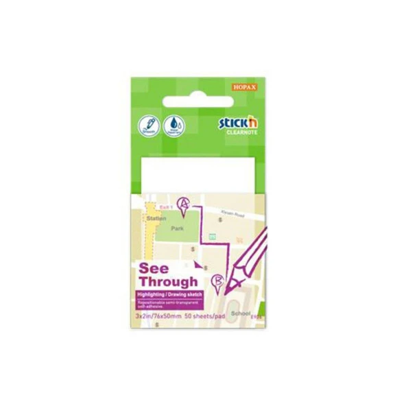 Hopax Stickn Yapışkanlı Not Kağıdı Yarı Saydam 50 Yaprak 76x51 Mm Beyaz ürün görseli 1