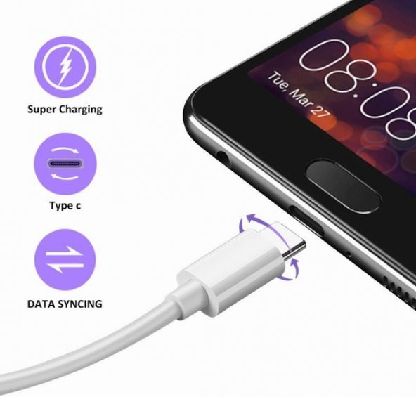 Orjinal Huawei Nova 5T Type C 5A 1M MOR Hızlı Şarj ve Data Kablosu HMORKAB5A0183 ürün görseli 1