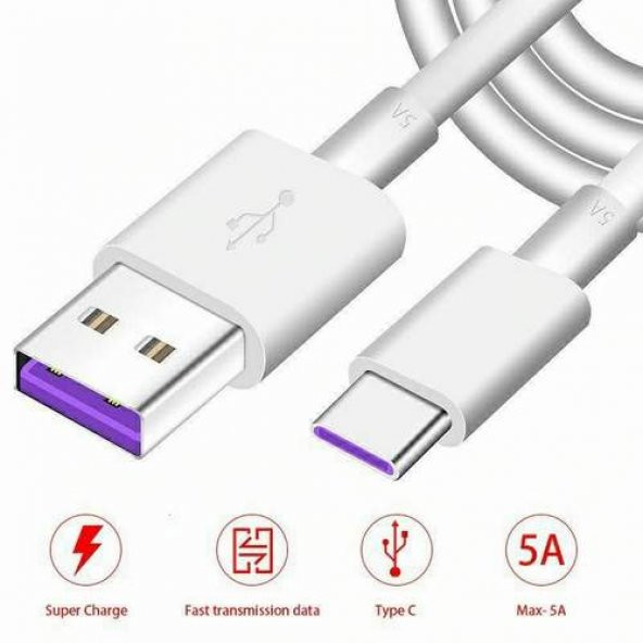 Orjinal Huawei Mate 30 Lite Type C 5A 1M MOR Hızlı Şarj ve Data Kablosu HMORKAB5A0588 ürün görseli 1