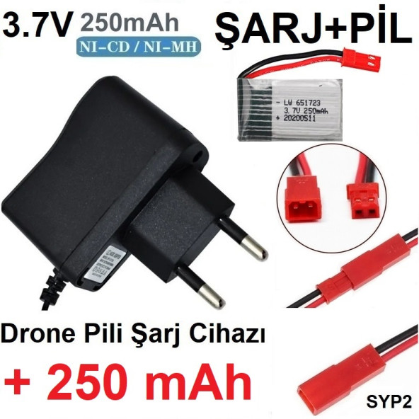 Drone Pili Şarj Cihazı + 250 Mah Pil Syp2 Ph Mx2.0 Fiş Güç Adaptörü 3.7v 250mah HMORKAB5A0634 ürün görseli 1