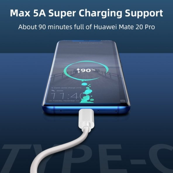 Orjinal Huawei P50 Pro Type C 5A 1M MOR Hızlı Şarj ve Data Kablosu HMORKAB5A0666 ürün görseli 1