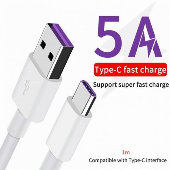 Orjinal Huawei P40 Lite Type C 5A 1M MOR Hızlı Şarj ve Data Kablosu HMORKAB5A0959 ürün görseli 1