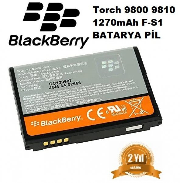 Day ORJİNAL Blackberry 1270 mAh Batarya Pil  Torch 9800 9810 F-S1 (Uzun Ömürlü 2 YIL GARANTİLİ) BBZ10LS002535 ürün görseli 1