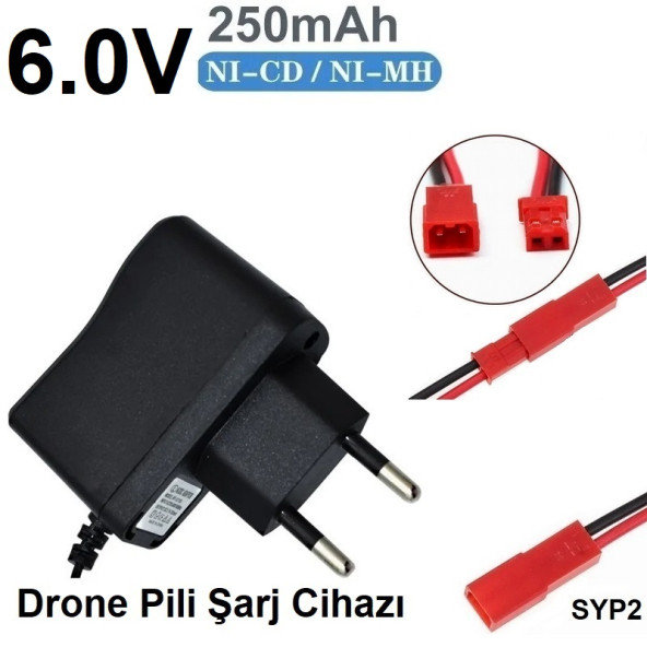 Drone Pili Şarj Cihazı Jst-2p Fiş Güç Adaptörü 6.0v 250mah Çıkış (2 YIL GARANTİLİ) BBZ10LS004238 ürün görseli 1