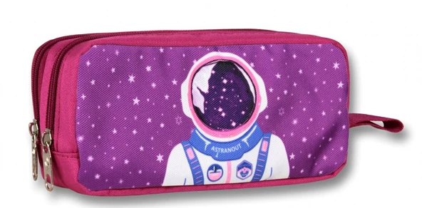 Cennec İki Bölmeli Kız Çocuk Astronot Kalem Çantası - Mor ürün görseli 1